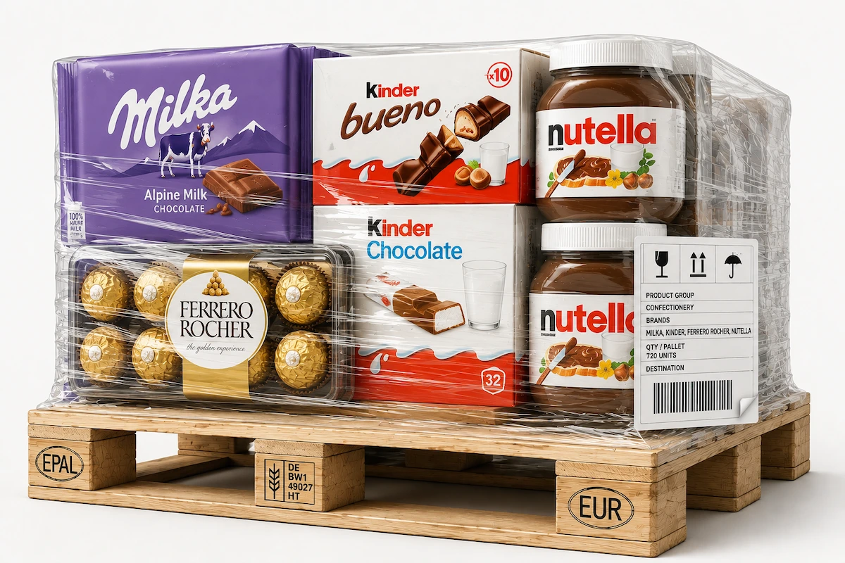 Assorted confectionery products prepared for wholesale distribution