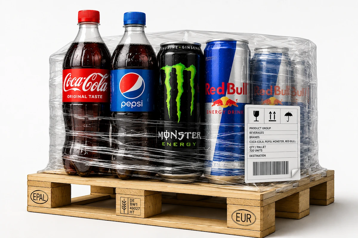 Assorted beverages prepared for wholesale distribution